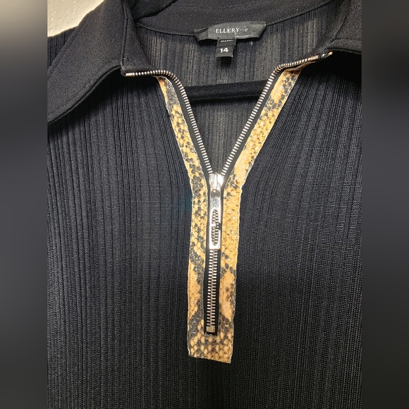 ELLERY Calabasas Zip Up Panel Long Sleeve Black Dress Size 14 - Picture 5 of 13